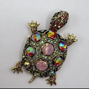 Vintage Multicolor Turtle Brooch
